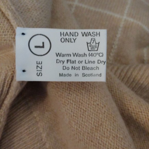 Peter Scott Camel and White Plaid Long Sleeve 100% lambs Wool Large - Picture 11 of 12